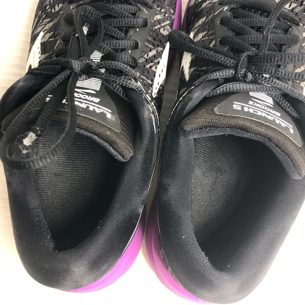 Brooks Sneakers Launch 5 Womens Size 9 Running Shoes Black Purple 1202661B090